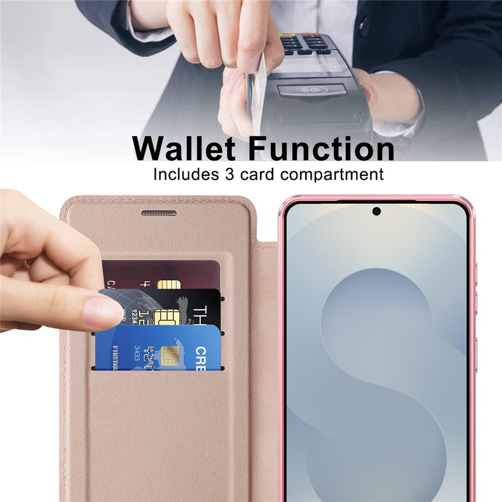 MagSafe-deksel for Samsung Galaxy S26 Plus, Techsuit, SmartMag Book, Rosa