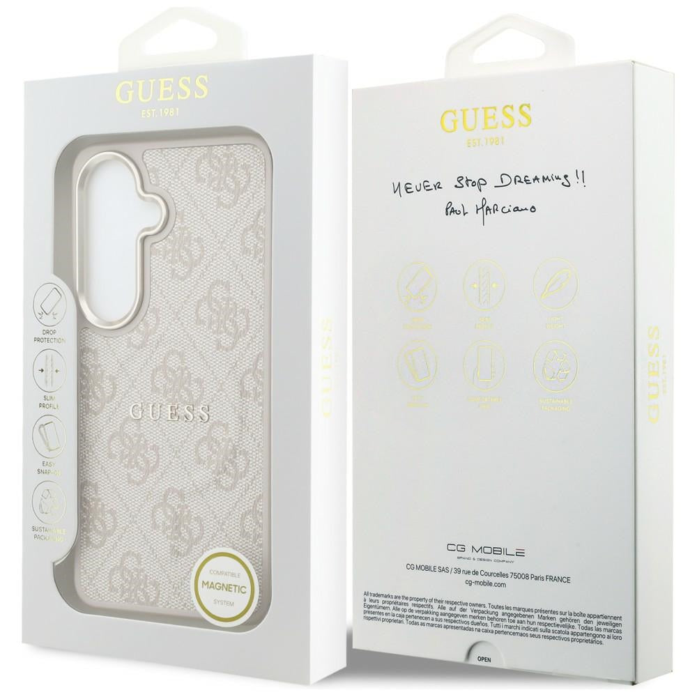 MagSafe-deksel for Samsung Galaxy S26 S942, Guess, 4G preget ring, rosa svart