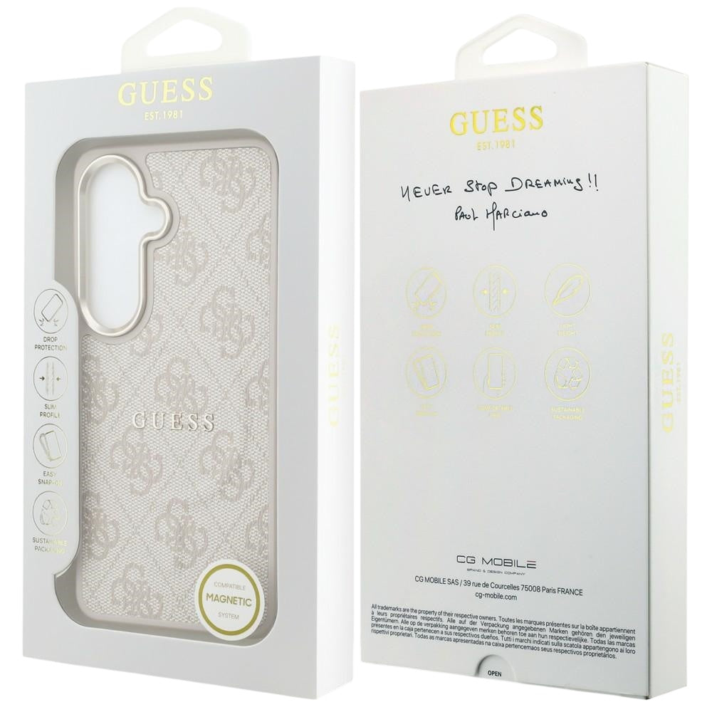 MagSafe-deksel for Samsung Galaxy S26 S942, Guess, 4G Embossed Ring, Rosa