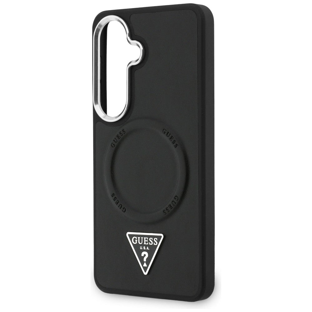 MagSafe-deksel for Samsung Galaxy S26 S942, Guess, Embossed Ring Triangle Logo, Svart