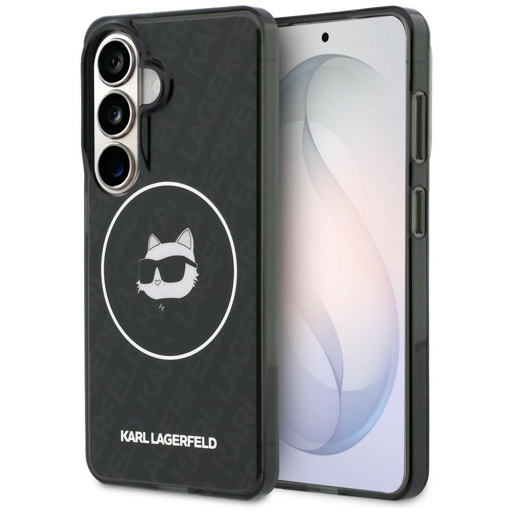 MagSafe-deksel for Samsung Galaxy S26 S942, Karl Lagerfeld, IML Choupette Head on KL Repeated Logo, Svart