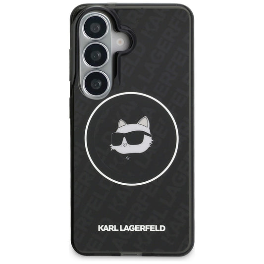 MagSafe-deksel for Samsung Galaxy S26 S942, Karl Lagerfeld, IML Choupette Head on KL Repeated Logo, Svart