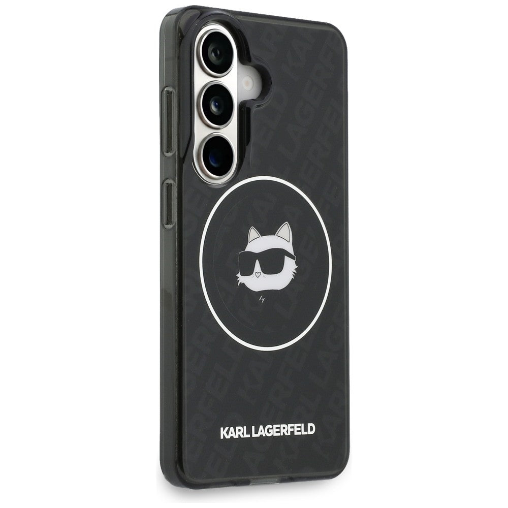 MagSafe-deksel for Samsung Galaxy S26 S942, Karl Lagerfeld, IML Choupette Head on KL Repeated Logo, Svart