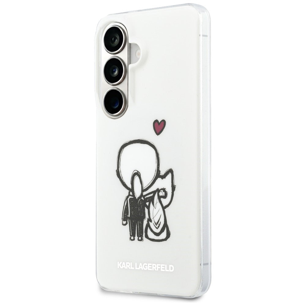 MagSafe-deksel for Samsung Galaxy S26 S942, Karl Lagerfeld, IML Karl & Choupette Back Logo, hvit