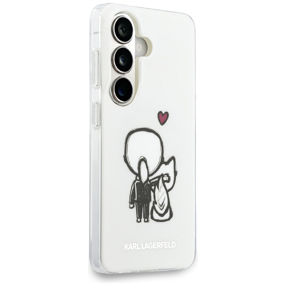 MagSafe-deksel for Samsung Galaxy S26 S942, Karl Lagerfeld, IML Karl & Choupette Back Logo, hvit