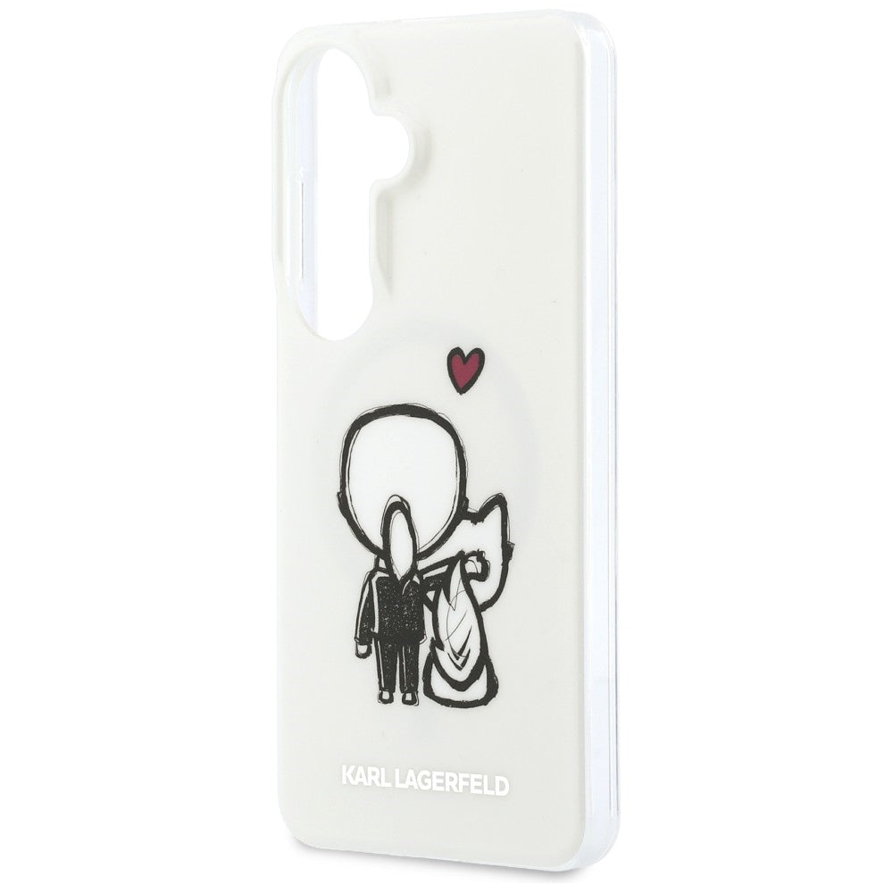 MagSafe-deksel for Samsung Galaxy S26 S942, Karl Lagerfeld, IML Karl & Choupette Back Logo, hvit