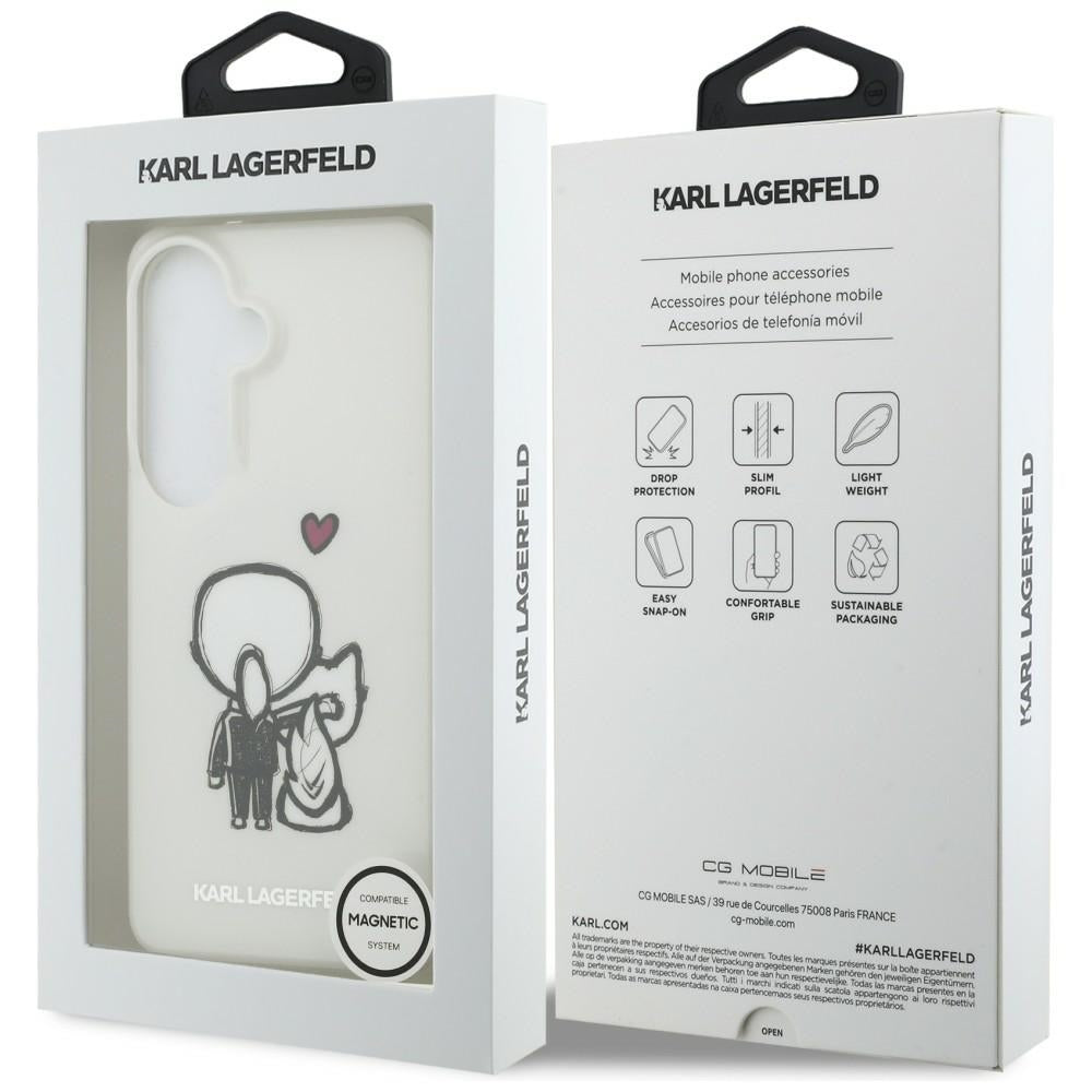 MagSafe-deksel for Samsung Galaxy S26 S942, Karl Lagerfeld, IML Karl & Choupette Back Logo, hvit
