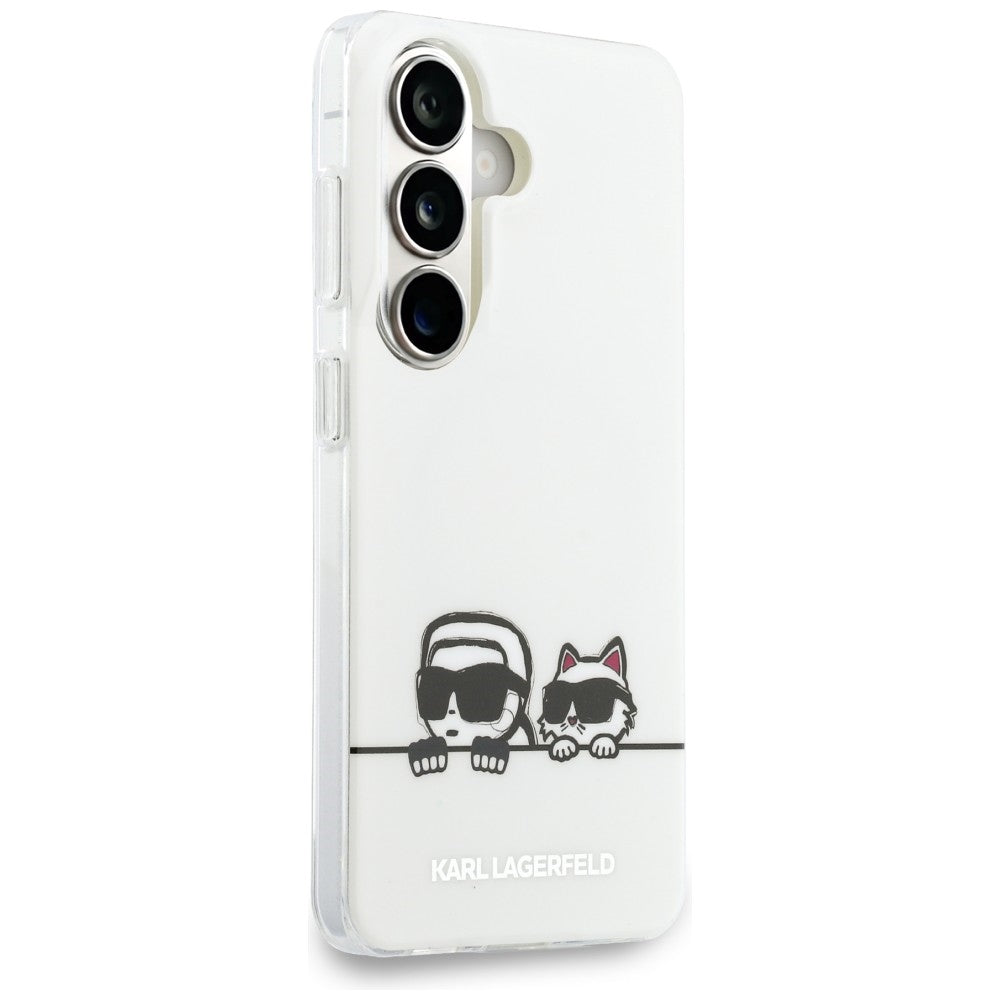 MagSafe-deksel for Samsung Galaxy S26 S942, Karl Lagerfeld, IML Karl & Choupette Peekaboo Logo, Hvit