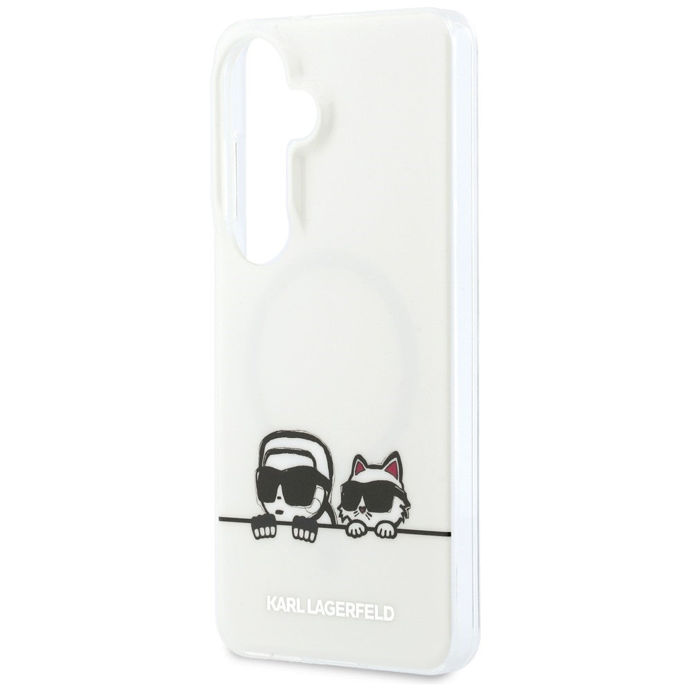 MagSafe-deksel for Samsung Galaxy S26 S942, Karl Lagerfeld, IML Karl & Choupette Peekaboo Logo, Hvit