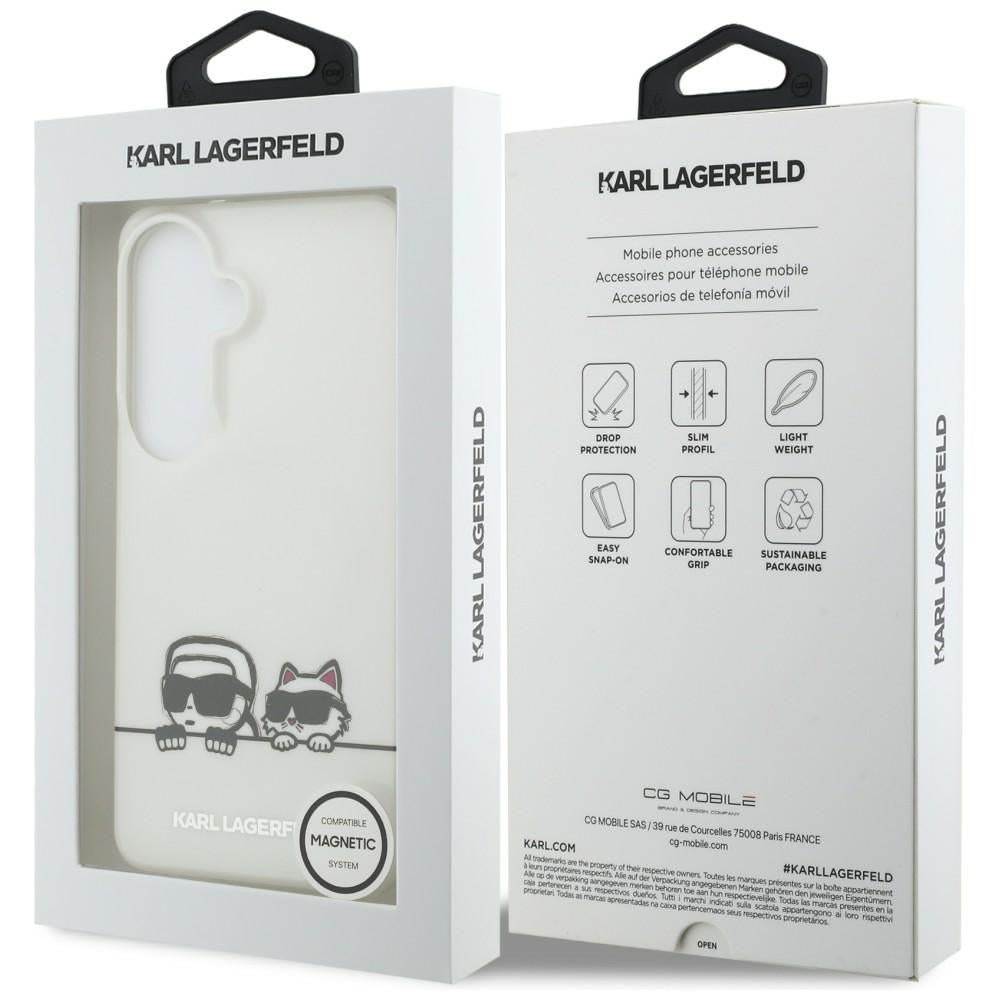 MagSafe-deksel for Samsung Galaxy S26 S942, Karl Lagerfeld, IML Karl & Choupette Peekaboo Logo, Hvit
