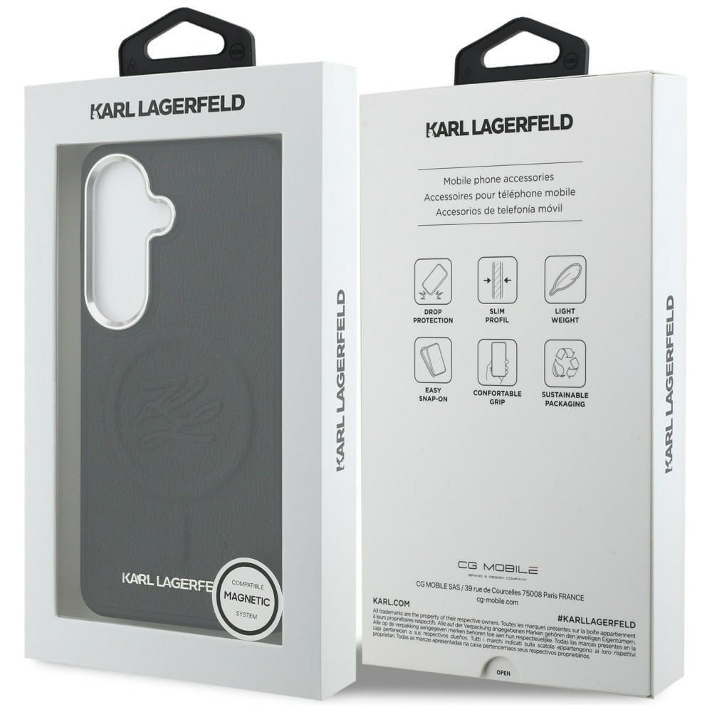 MagSafe-deksel for Samsung Galaxy S26 S942, Karl Lagerfeld, Initial Logo Debossed, Svart