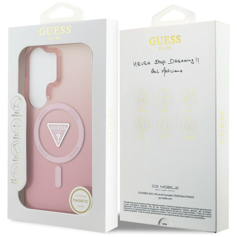 MagSafe-deksel for Samsung Galaxy S26 Ultra S948, Guess, IML Gradient Triangle Logo, Rosa