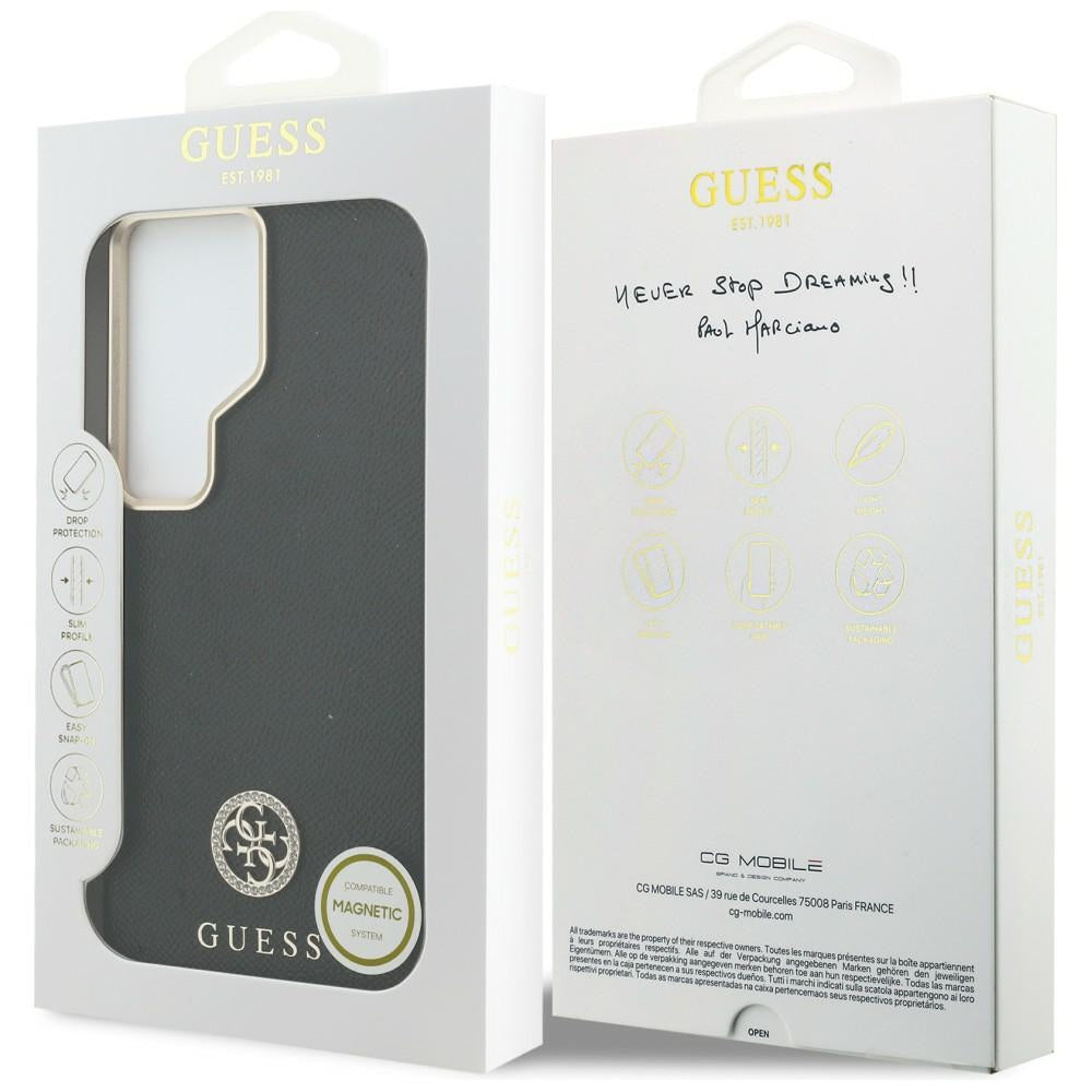 MagSafe-deksel for Samsung Galaxy S26 Ultra S948, Guess, Rhinestone Round Logo, Svart