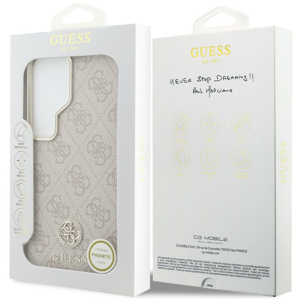 MagSafe-deksel for Samsung Galaxy S26 Ultra S948, Guess, Rhinestone Round Logo, Rosa