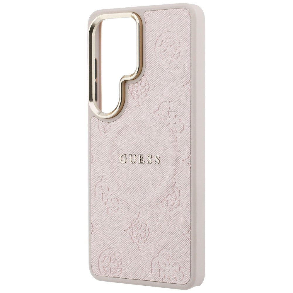 MagSafe-deksel for Samsung Galaxy S26 Ultra S948, Guess, Saffiano Peony preget ring, rosa