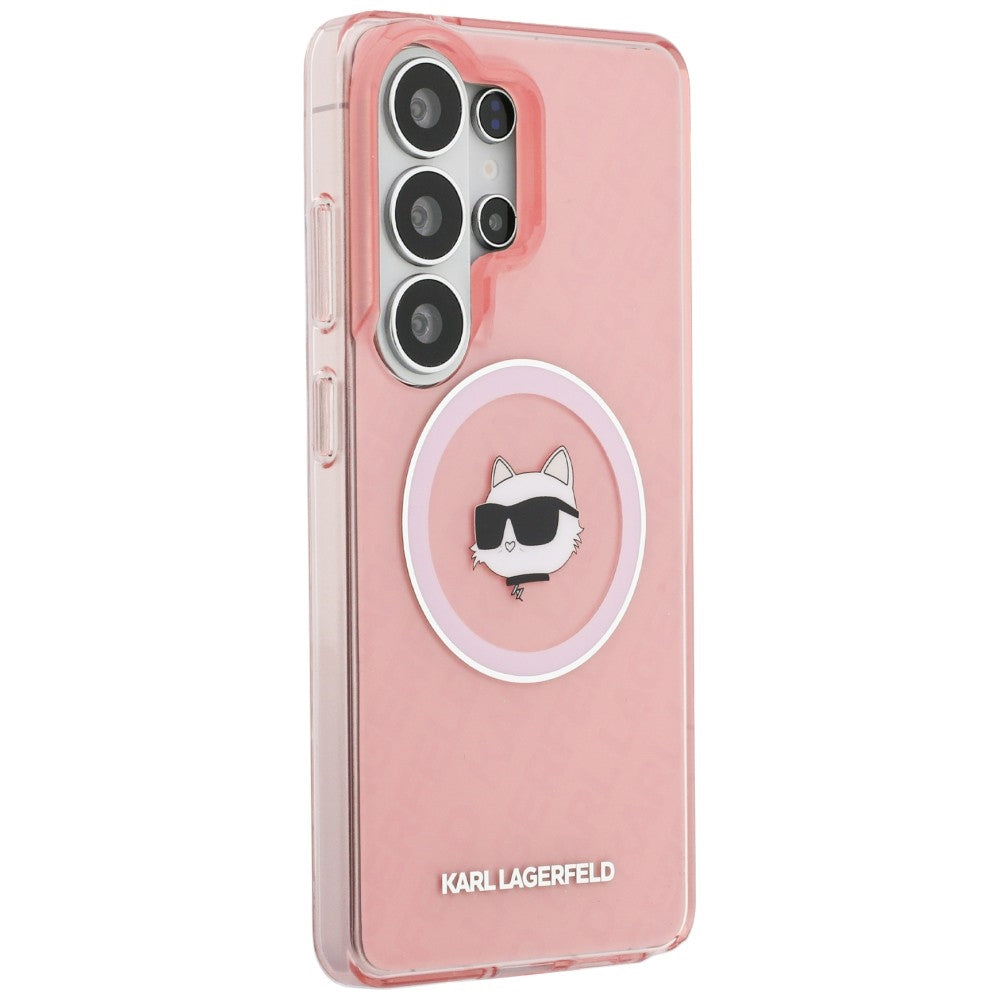MagSafe-deksel for Samsung Galaxy S26 Ultra S948, Karl Lagerfeld, IML Choupette Head on KL Repeated Logo, Rosa