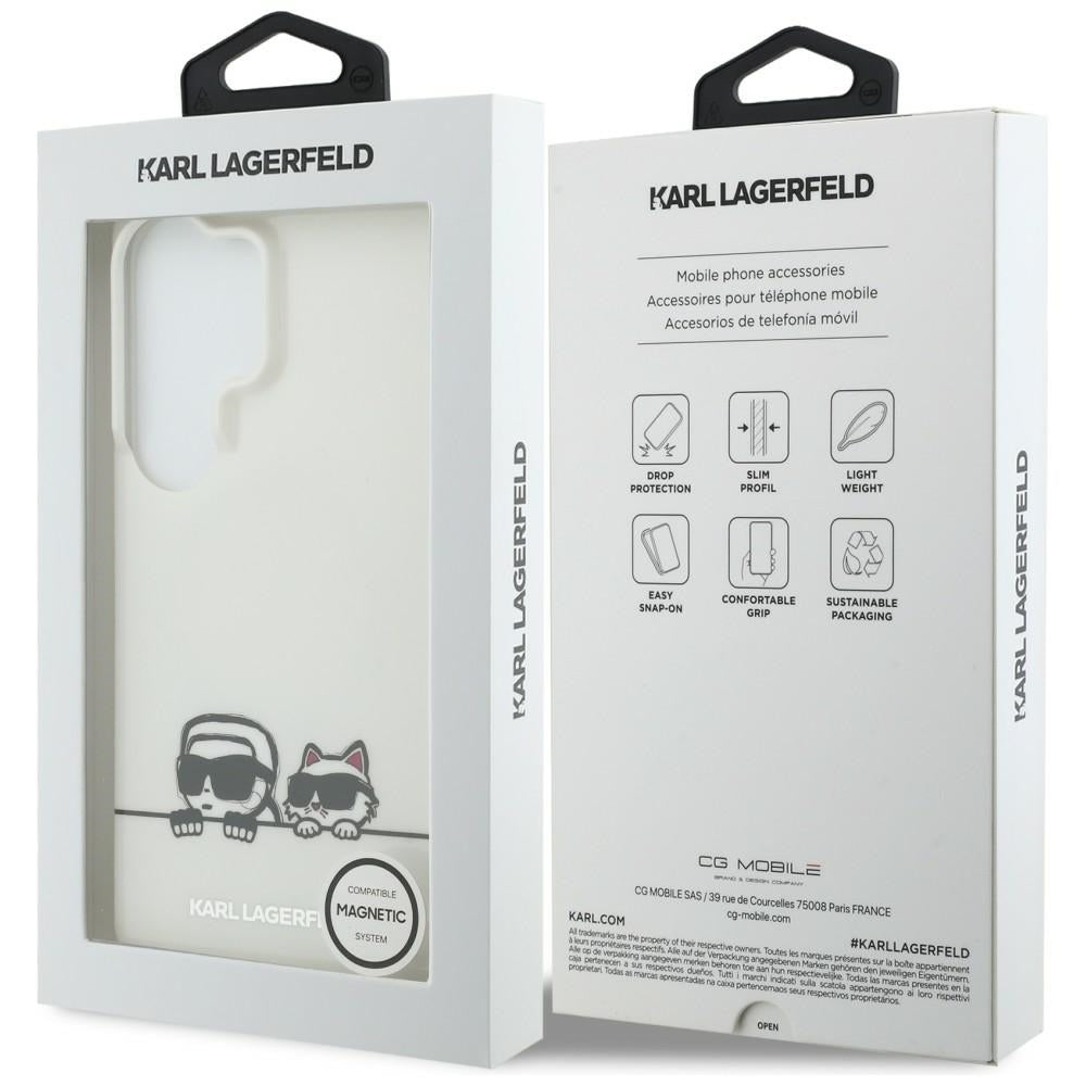 MagSafe-deksel for Samsung Galaxy S26 Ultra S948, Karl Lagerfeld, IML Karl & Choupette Peekaboo Logo, Hvit