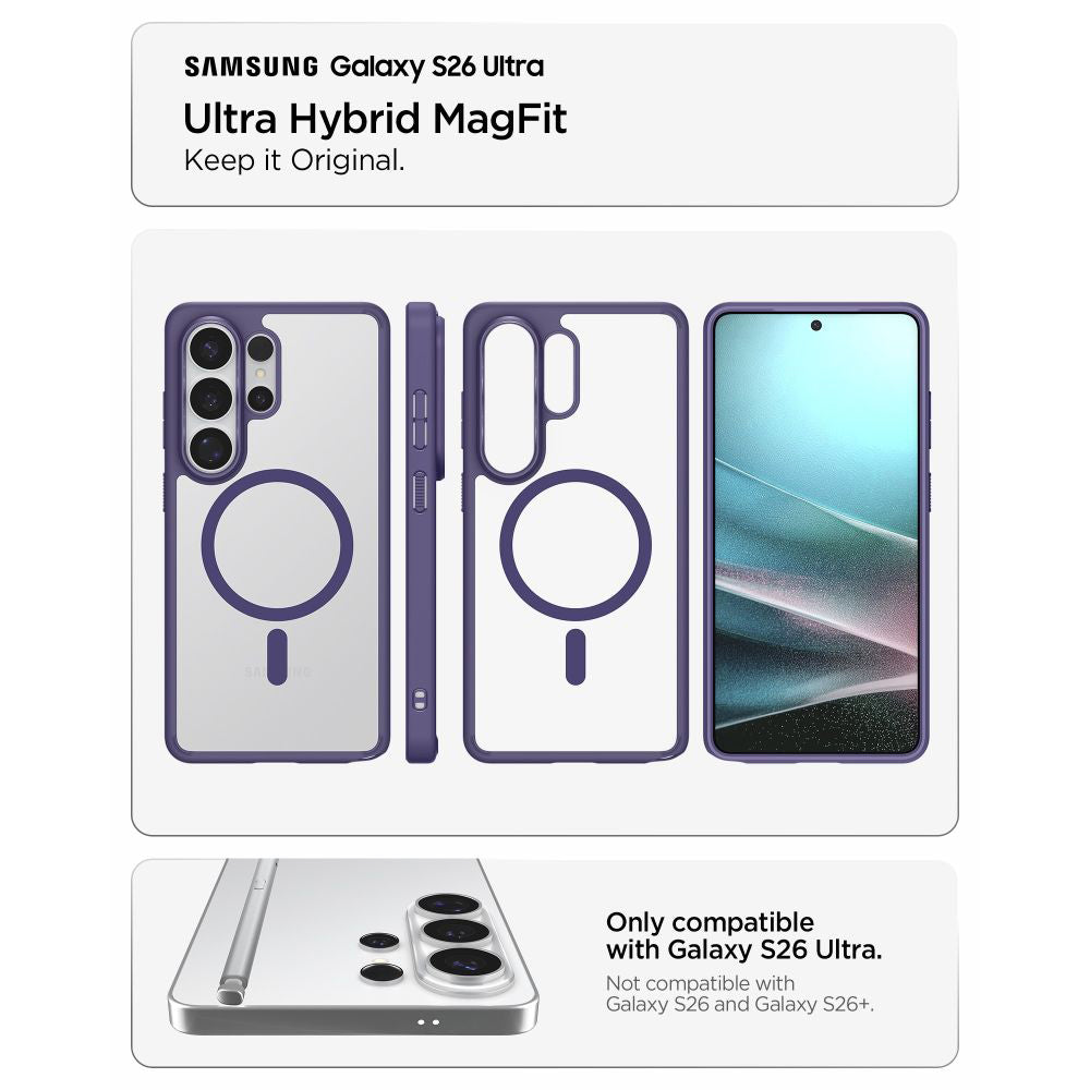 MagSafe-deksel for Samsung Galaxy S26 Ultra S948, Spigen, Ultra Hybrid, Mørk Lilla ACS11208