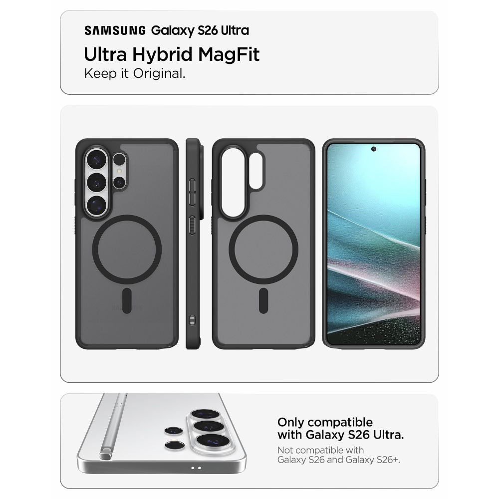 MagSafe-deksel for Samsung Galaxy S26 Ultra S948, Spigen, Ultra Hybrid, Satin Black ACS10681