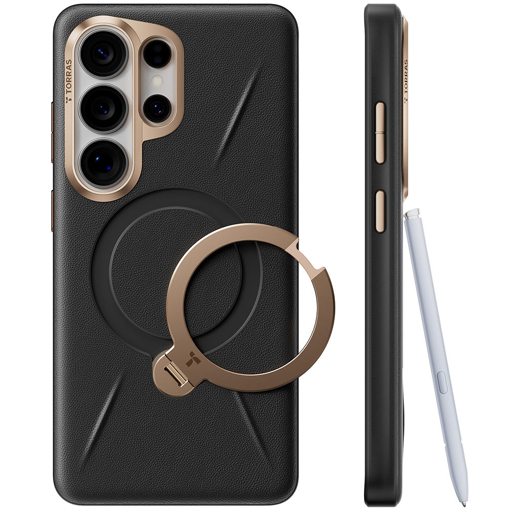 MagSafe-deksel for Samsung Galaxy S26 Ultra, Torras, QPRO Leather, Svart