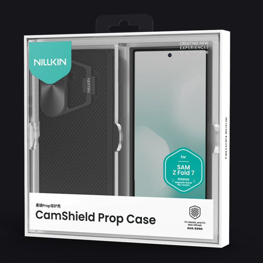 MagSafe-deksel for Samsung Galaxy Z Fold7 F966, Nillkin, CamShield Prop med metallobjektivdeksel og S-Pen-holder, svart