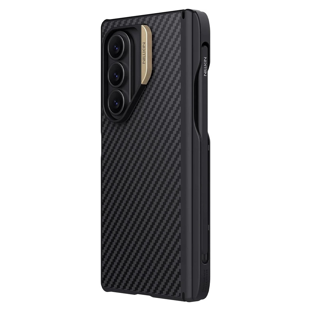 MagSafe-deksel for Samsung Galaxy Z Fold7 F966, Nillkin, Synthetic Fiber Pro med S-Pen-holder, Svart Gull