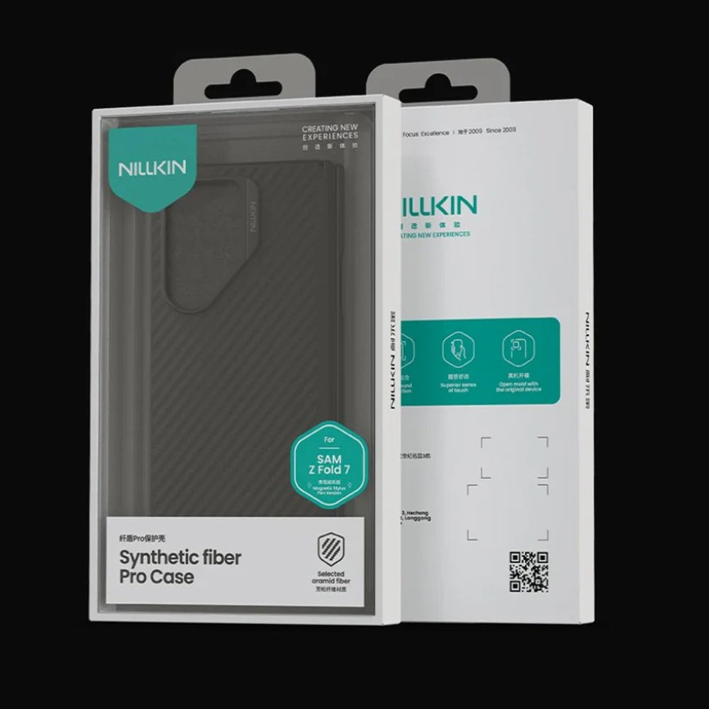 MagSafe-deksel for Samsung Galaxy Z Fold7 F966, Nillkin, Synthetic Fiber Pro med S-Pen-holder, Svart Gull
