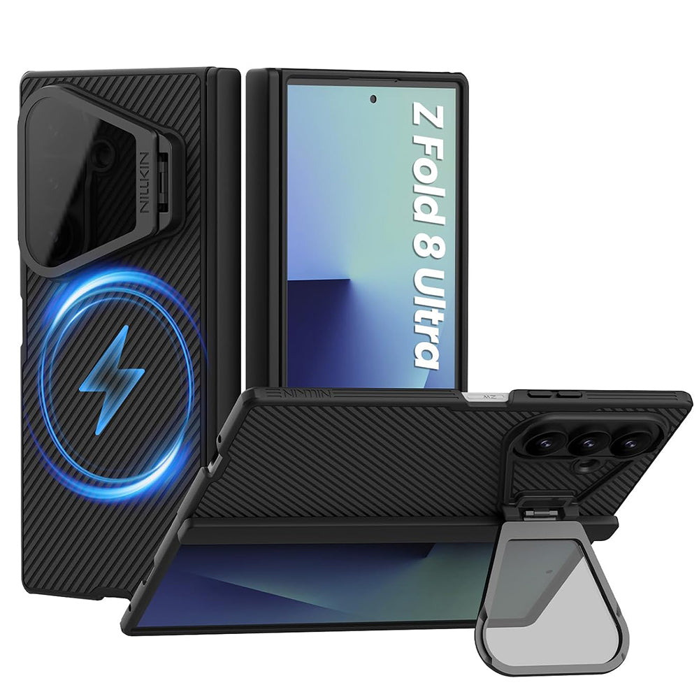 MagSafe-deksel for Samsung Galaxy Z Fold8 Ultra F976, Nillkin, CamShield Pro med gjennomsiktig svart linsebeskyttelse og S-Pen-holder, svart
