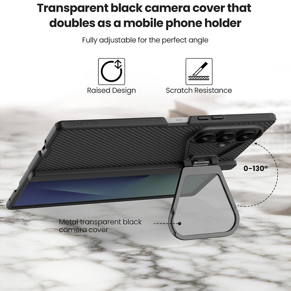 MagSafe-deksel for Samsung Galaxy Z Fold8 Ultra F976, Nillkin, CamShield Pro med gjennomsiktig svart linsebeskyttelse og S-Pen-holder, svart