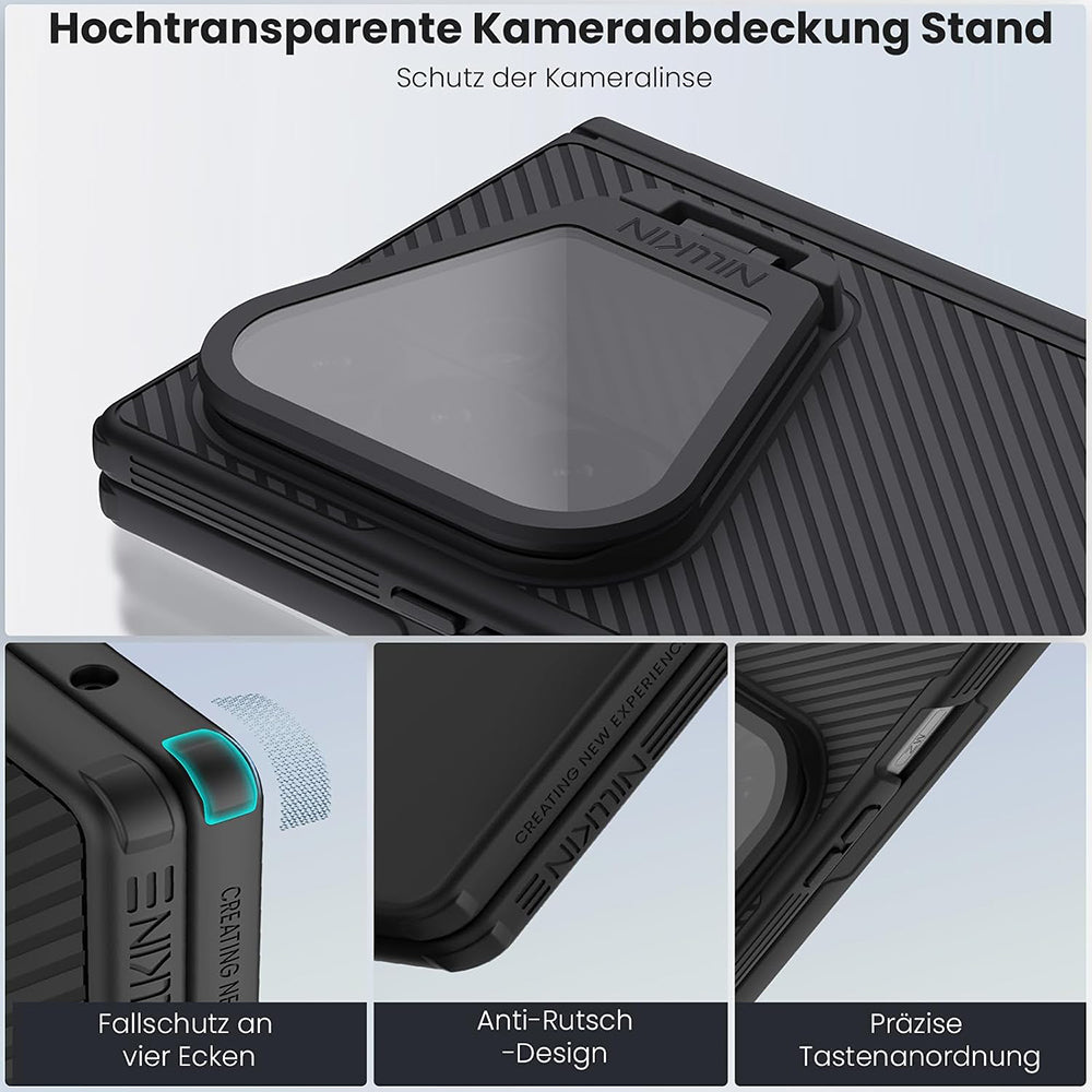 MagSafe-deksel for Samsung Galaxy Z Fold8 Ultra F976, Nillkin, CamShield Pro med gjennomsiktig svart linsebeskyttelse og S-Pen-holder, svart