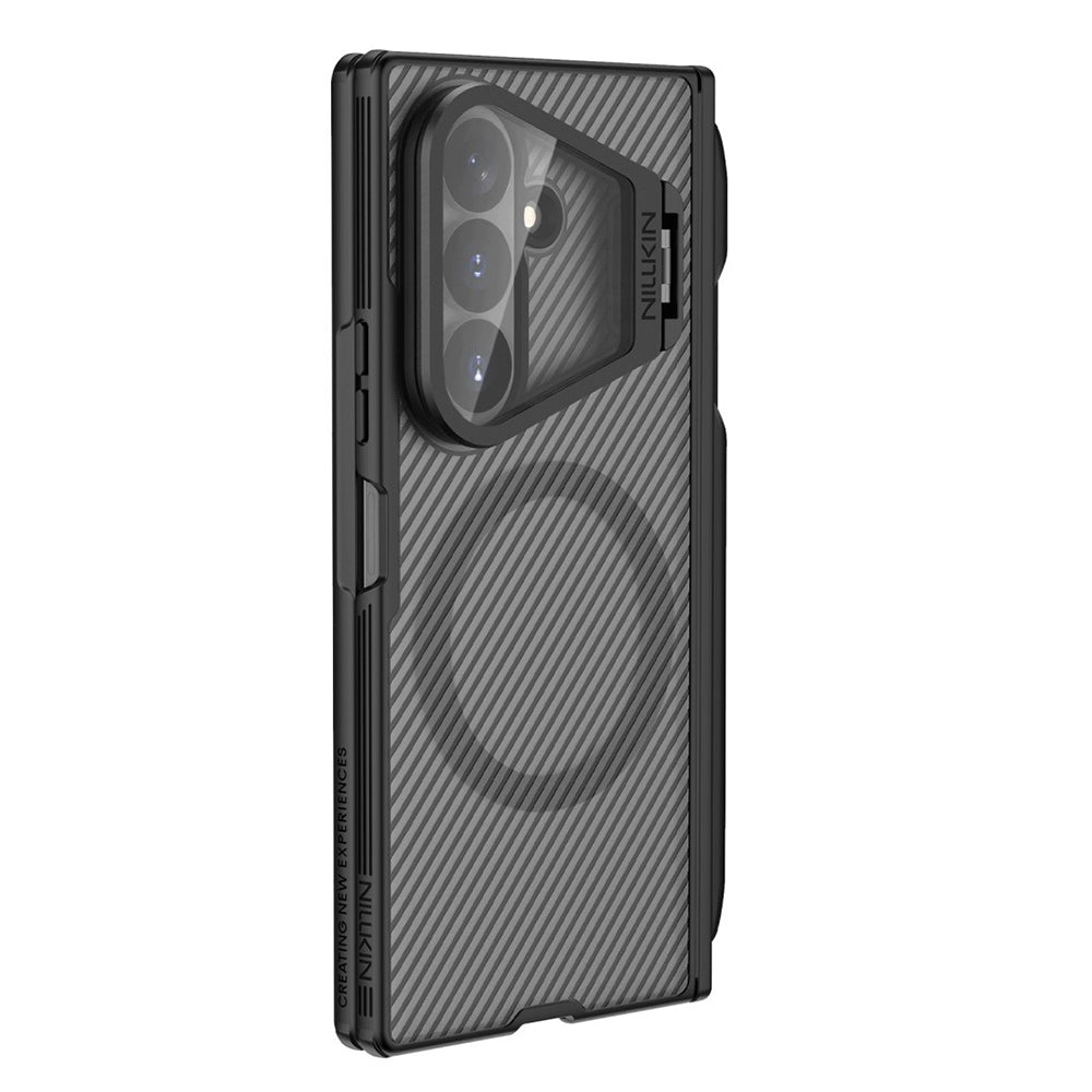 MagSafe-deksel for Samsung Galaxy Z Fold8 Ultra F976, Nillkin, CamShield Pro med gjennomsiktig linsebeskyttelse og S-Pen-holder, svart gjennomsiktig