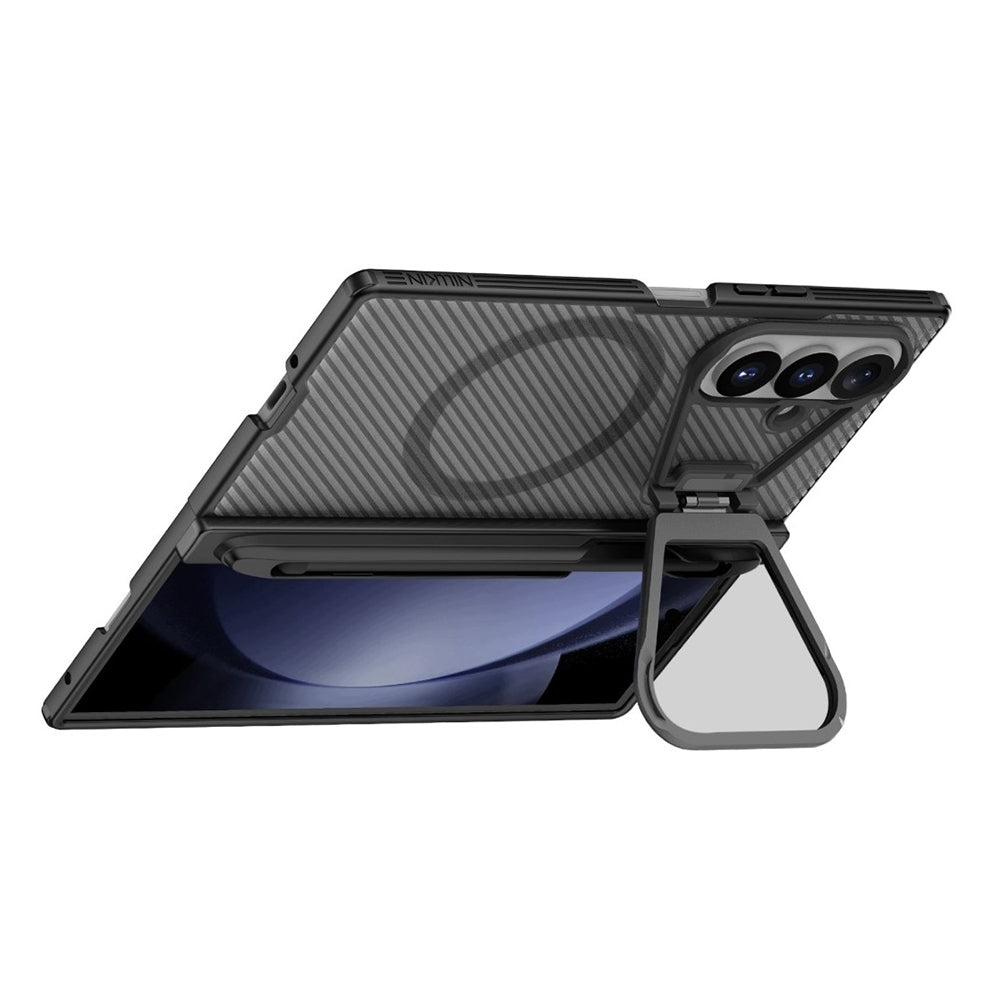 MagSafe-deksel for Samsung Galaxy Z Fold8 Ultra F976, Nillkin, CamShield Pro med gjennomsiktig linsebeskyttelse og S-Pen-holder, svart gjennomsiktig