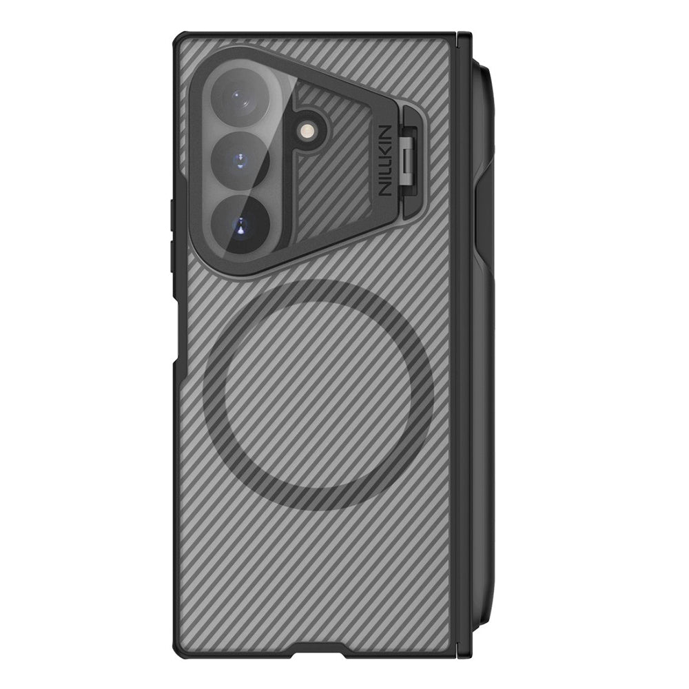 MagSafe-deksel for Samsung Galaxy Z Fold8 Ultra F976, Nillkin, CamShield Pro med gjennomsiktig linsebeskyttelse og S-Pen-holder, svart gjennomsiktig