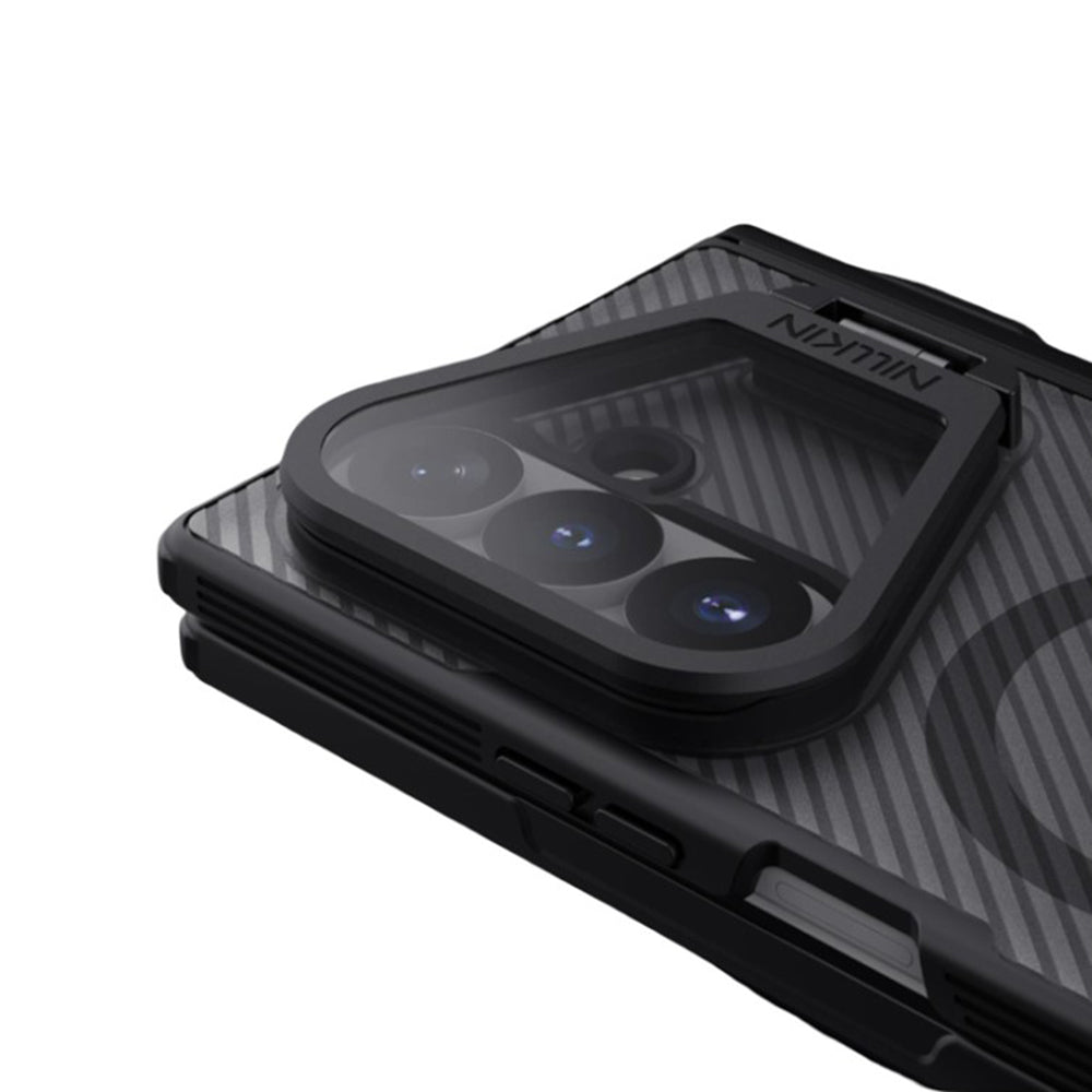 MagSafe-deksel for Samsung Galaxy Z Fold8 Ultra F976, Nillkin, CamShield Pro med gjennomsiktig linsebeskyttelse og S-Pen-holder, svart gjennomsiktig
