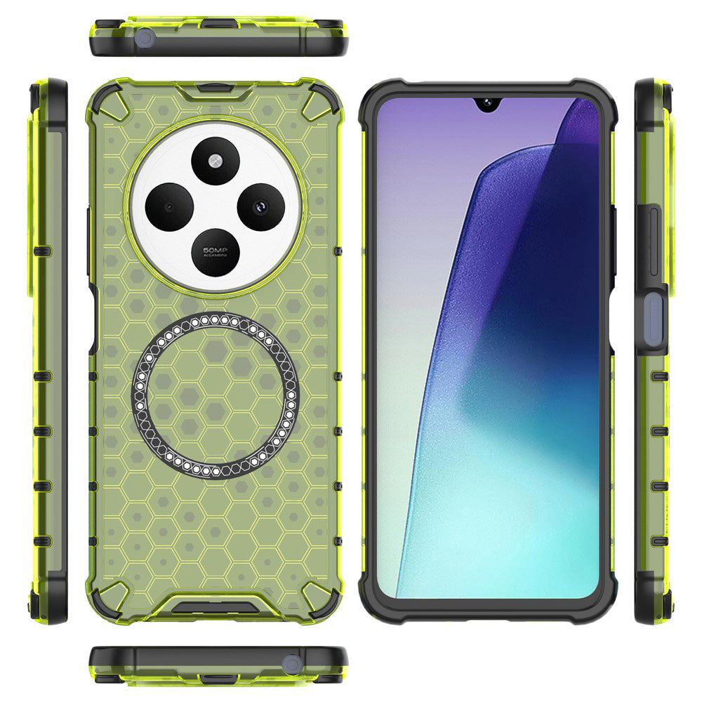 MagSafe-deksel for Xiaomi Poco C75 / Redmi 14C, Techsuit, HoneyComb Shield, Grønn