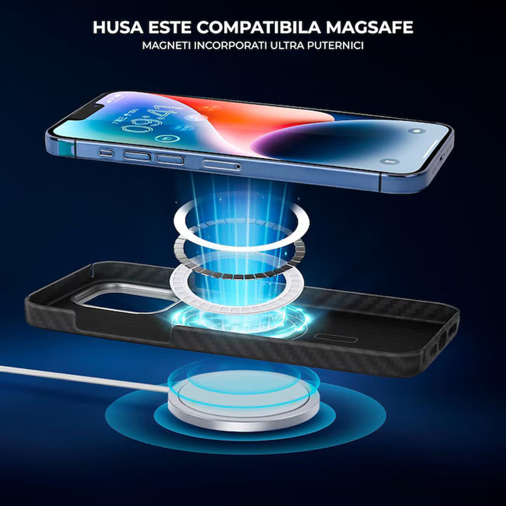 MagSafe-deksel for Apple iPhone 17 Pro, Techsuit Aramid Fiber, Svart