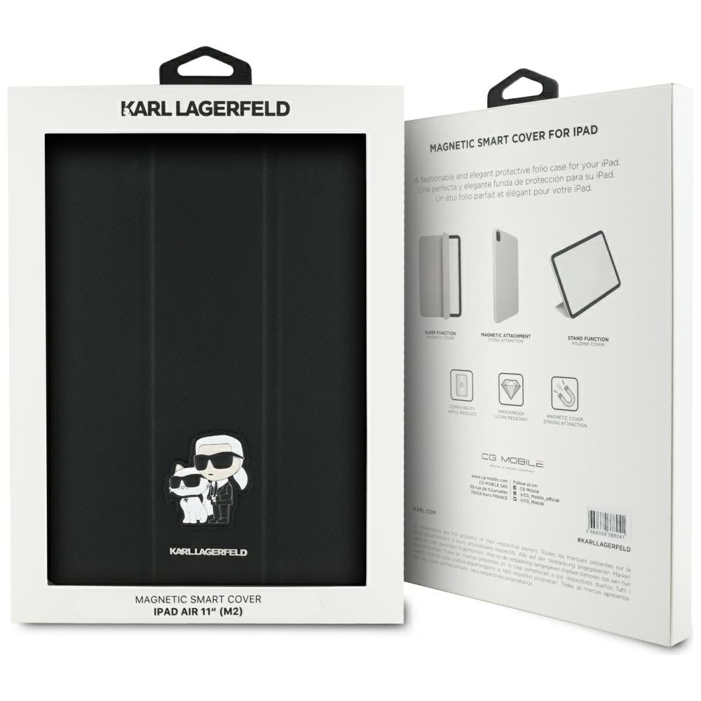 Deksel for Apple iPad Air 11 (2026) / iPad Air 11 (2025) / Air 11 (2024), Karl Lagerfeld, Saffiano Karl & Choupette, Svart