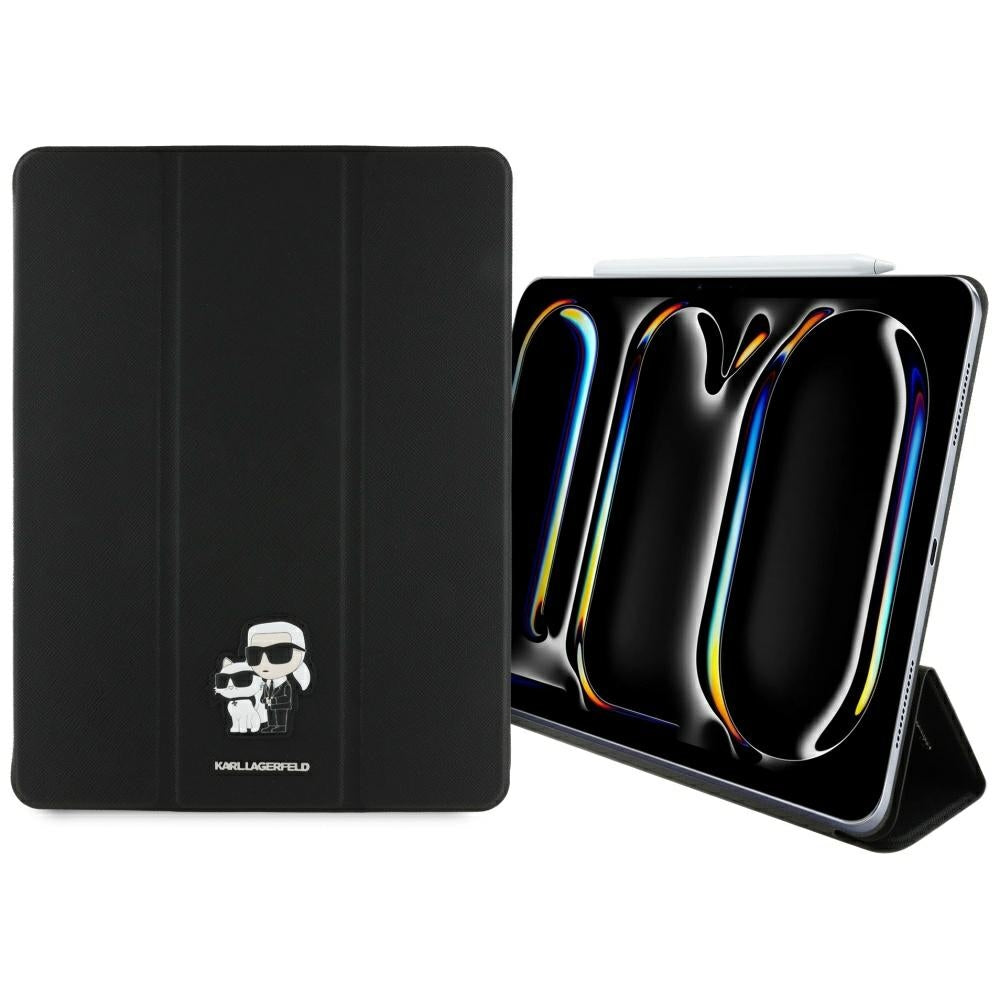 Deksel for Apple iPad Pro 13 (2024), Karl Lagerfeld, Saffiano Karl & Choupette, Svart