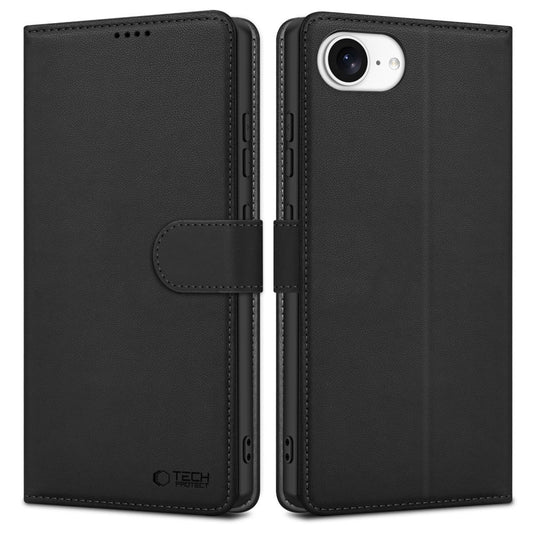 Deksel for Apple iPhone 16e, Tech-Protect, Wallet, Svart