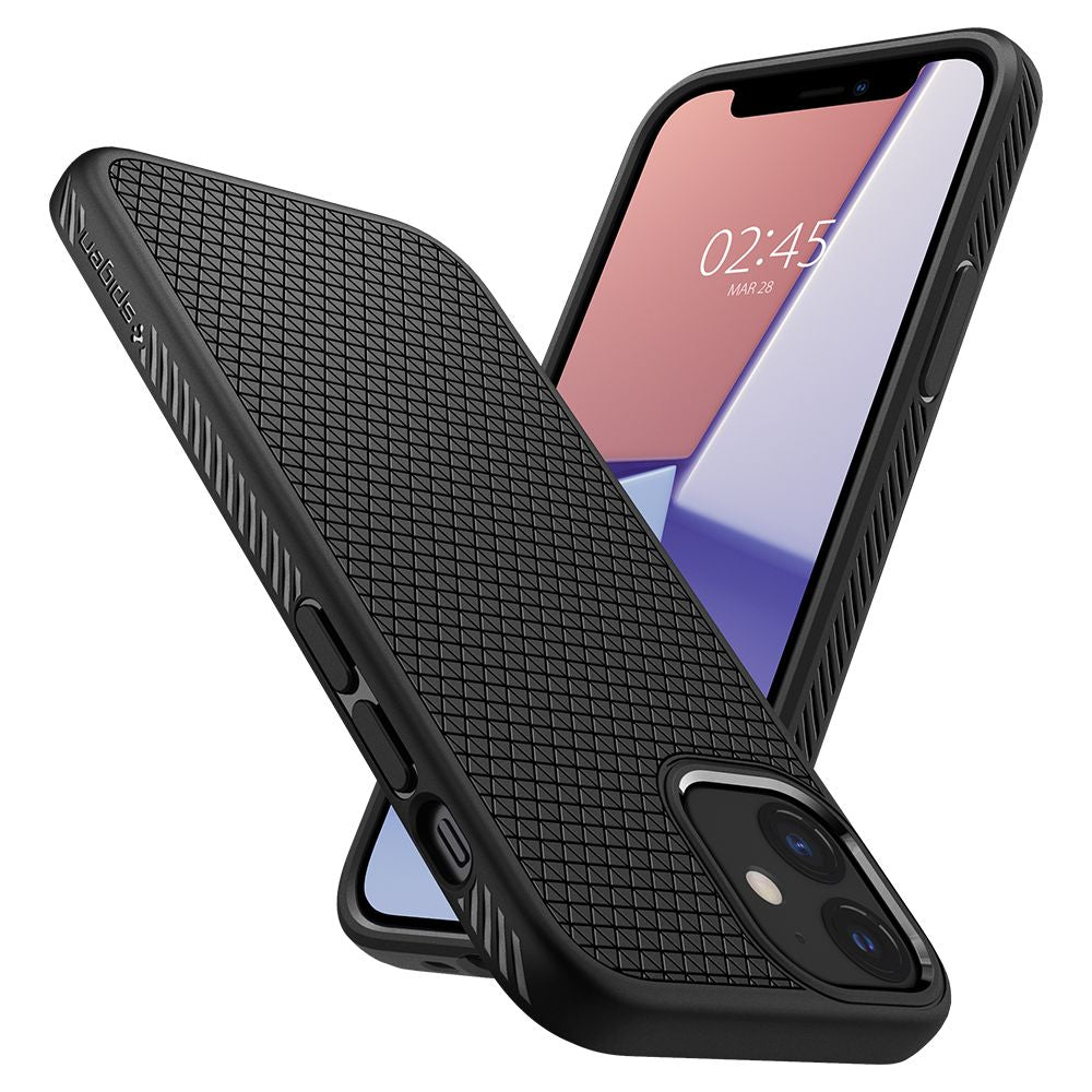 Deksel for Apple iPhone 12 / 12 Pro, Spigen, Liquid Air, Svart ACS01701