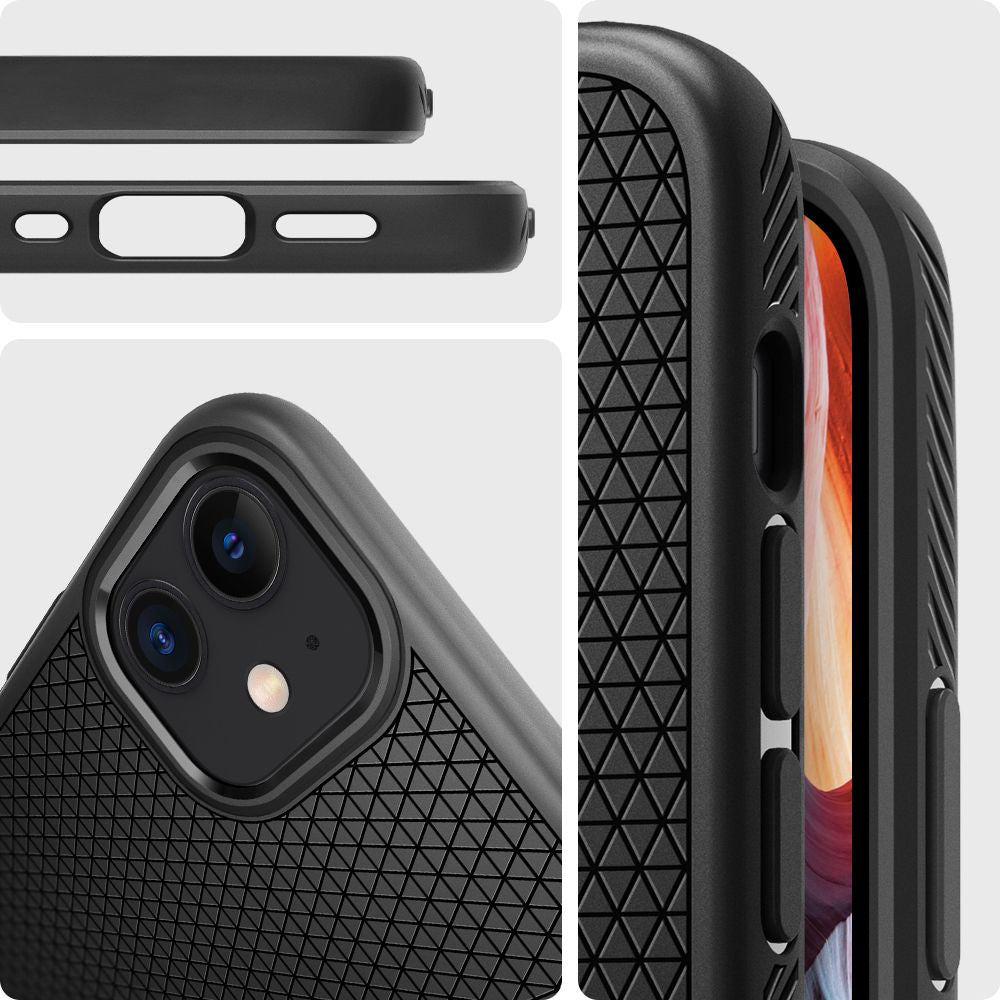 Deksel for Apple iPhone 12 / 12 Pro, Spigen, Liquid Air, Svart ACS01701