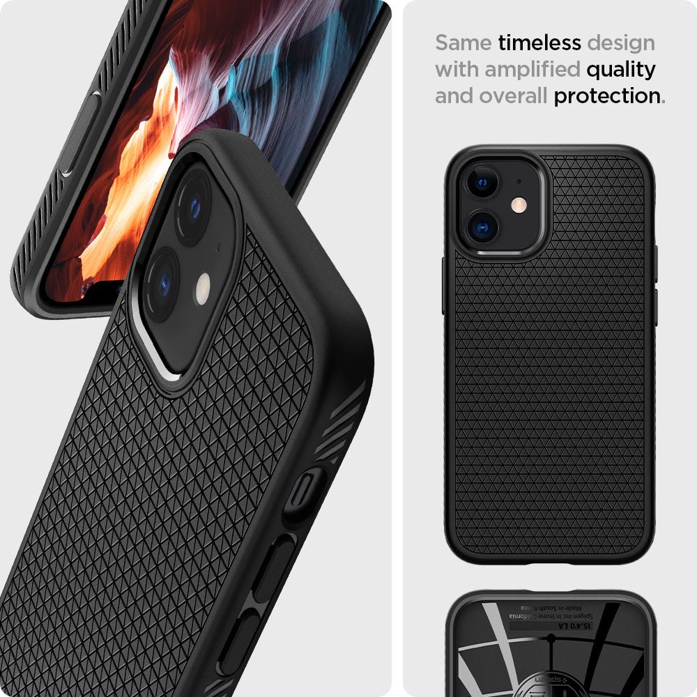 Deksel for Apple iPhone 12 / 12 Pro, Spigen, Liquid Air, Svart ACS01701