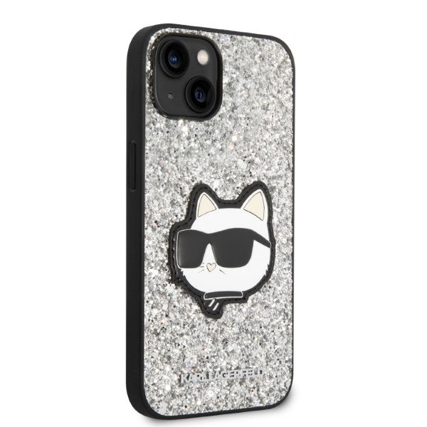 Deksel for Apple iPhone 14, Karl Lagerfeld, Glitter Choupette Patch, Sølvfarget