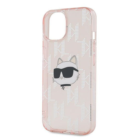 Deksel for Apple iPhone 14, Karl Lagerfeld, IML Luxury Monogram Choupette's Head, Rosa