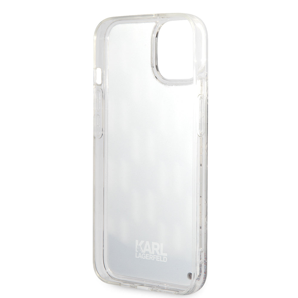 Deksel for Apple iPhone 14, Karl Lagerfeld, Liquid Glitter Monogram, Svart