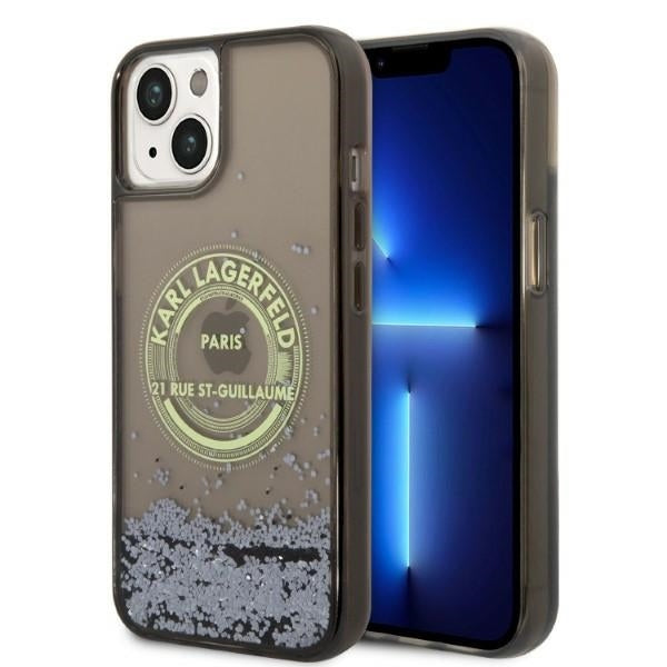 Deksel for Apple iPhone 14, Karl Lagerfeld, Liquid Glitter RSG, Svart