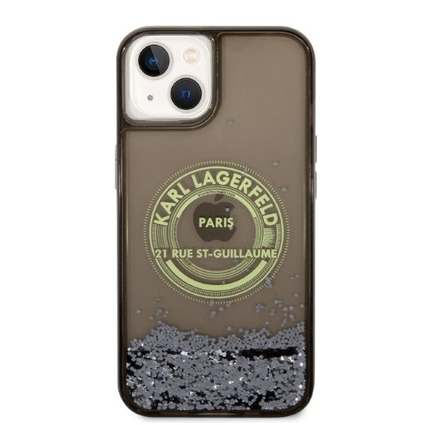 Deksel for Apple iPhone 14, Karl Lagerfeld, Liquid Glitter RSG, Svart