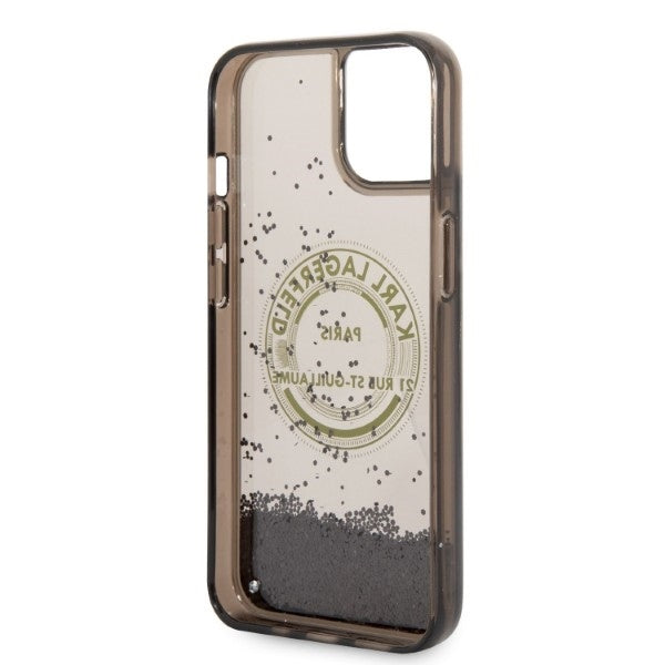 Deksel for Apple iPhone 14, Karl Lagerfeld, Liquid Glitter RSG, Svart