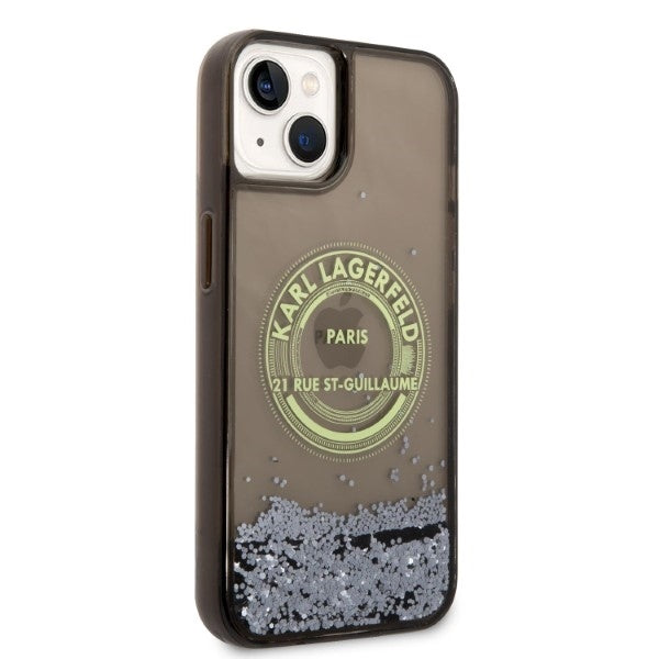 Deksel for Apple iPhone 14, Karl Lagerfeld, Liquid Glitter RSG, Svart