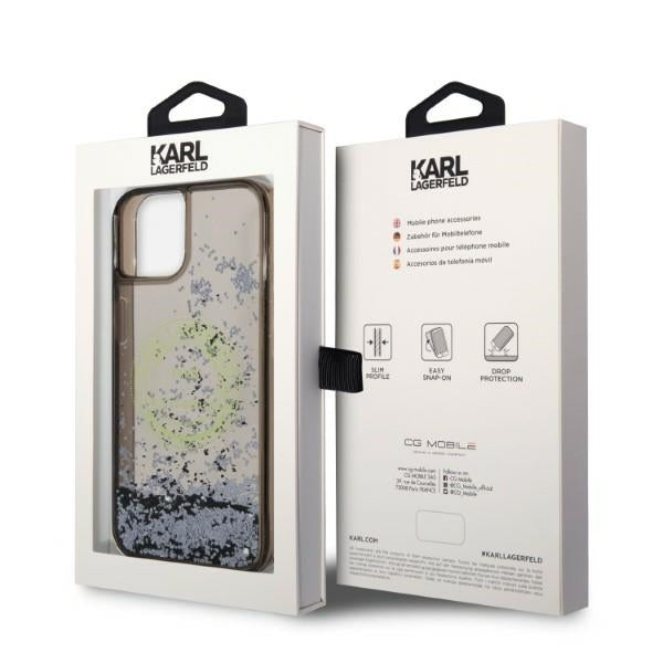 Deksel for Apple iPhone 14, Karl Lagerfeld, Liquid Glitter RSG, Svart